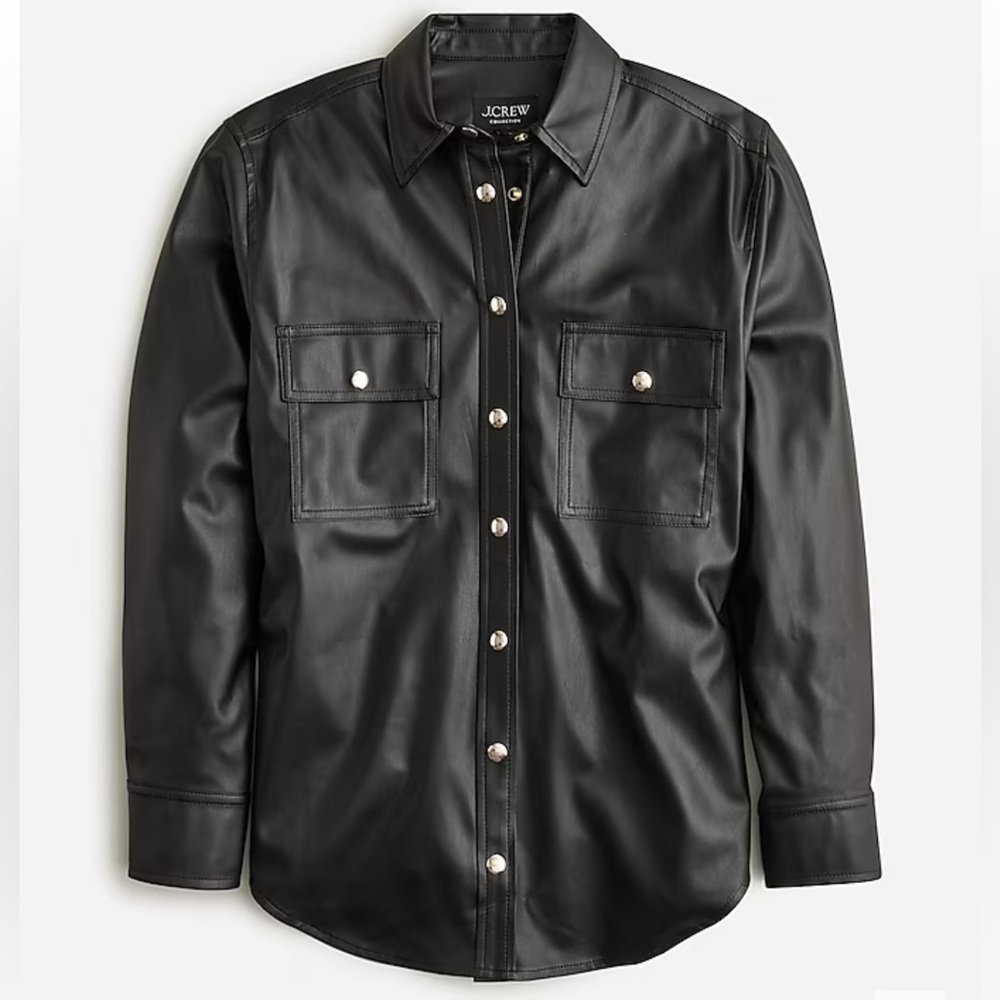 JCREW COLLECTION SHIRT JACKET IN FAUX LEATHER SZ 8 NWT